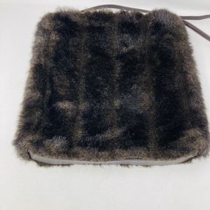 Preston & York Brown Faux Fur Single Handle Tote Womans Purse Handbag Bags 13x13